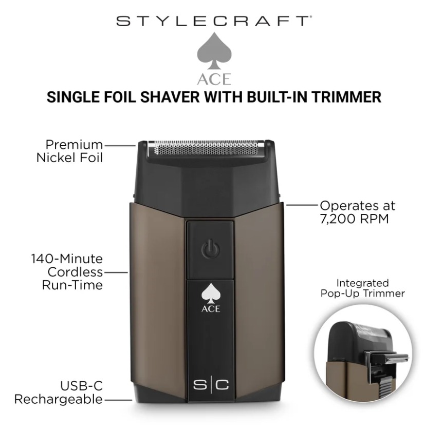 S|C SC802N Ace Single Foil Shaver with Trimmer-Gunmetal