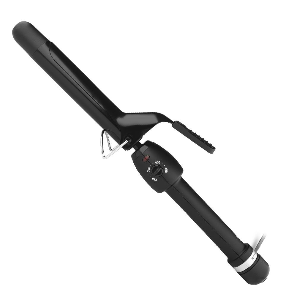 S|C SCSC100B Stay-Temp Black Gold Ceramic Pro Spring Curling Iron (1") ETLus Certified