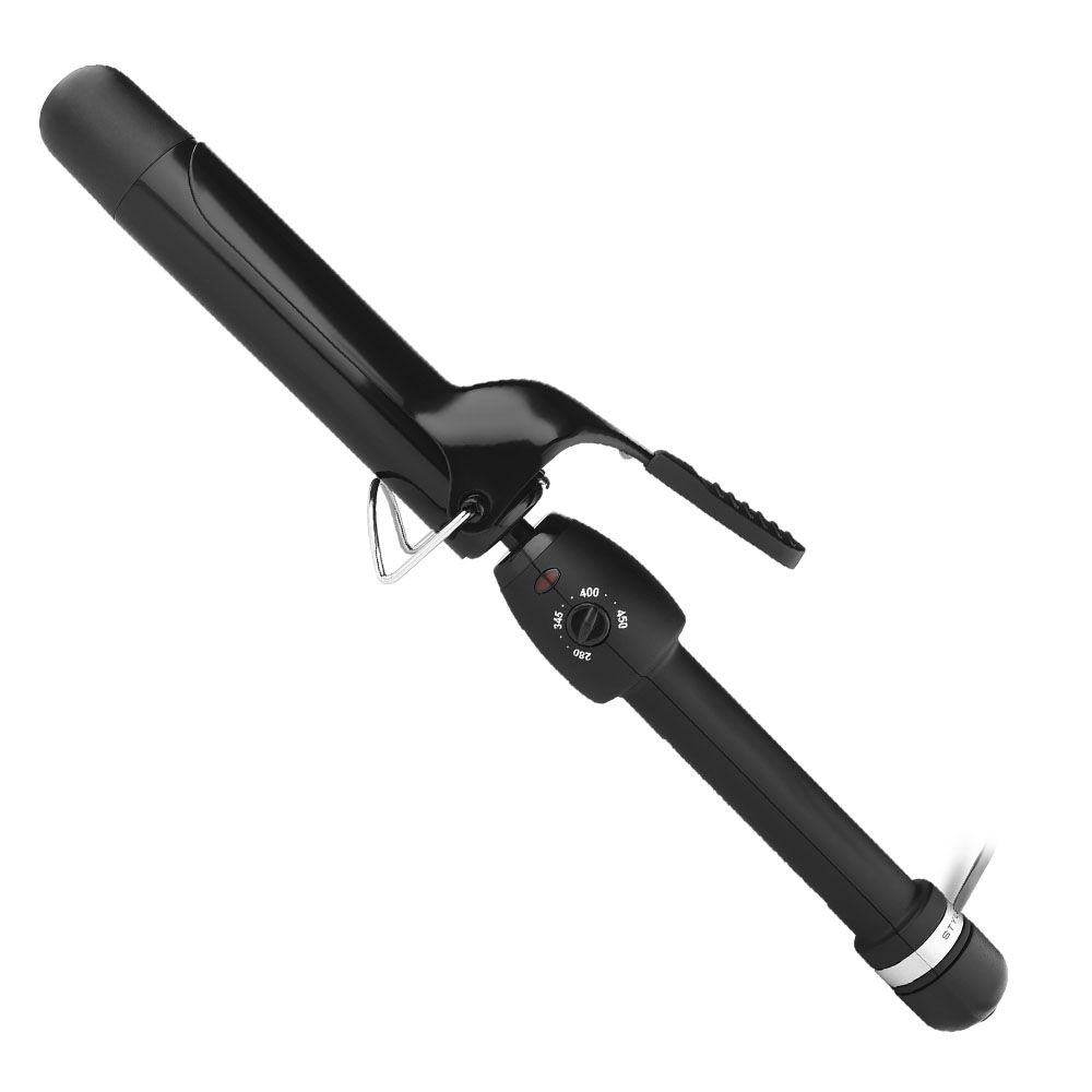 S|C Stay-Temp Black Gold Ceramic Professional Spring Curling Iron (1-1/4") ETLus Certified